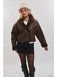 Double Button Fleece Contrast Jacket