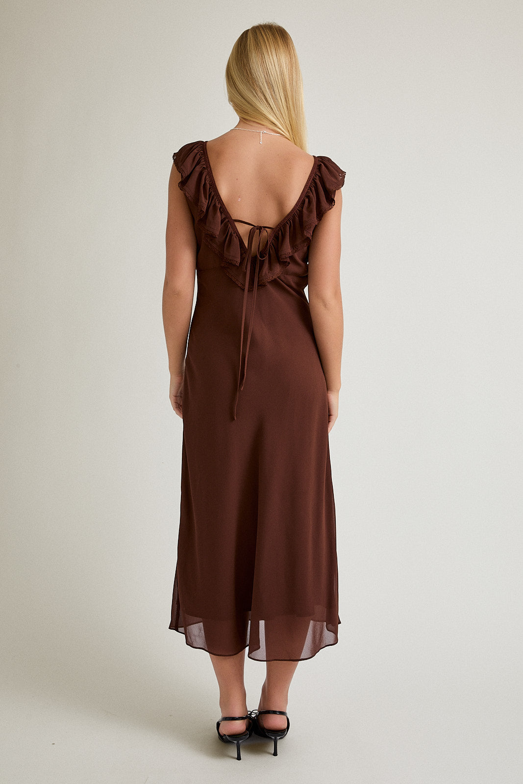 Ruffled V-Neck Maxi Dress