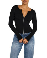 Virgo Rib Zip Front Sweater