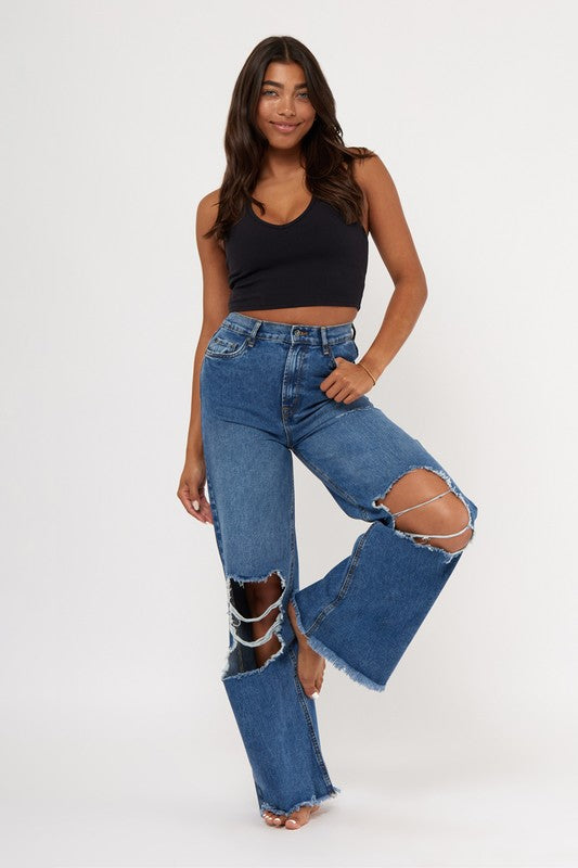 Blown Out Wide Leg Jeans