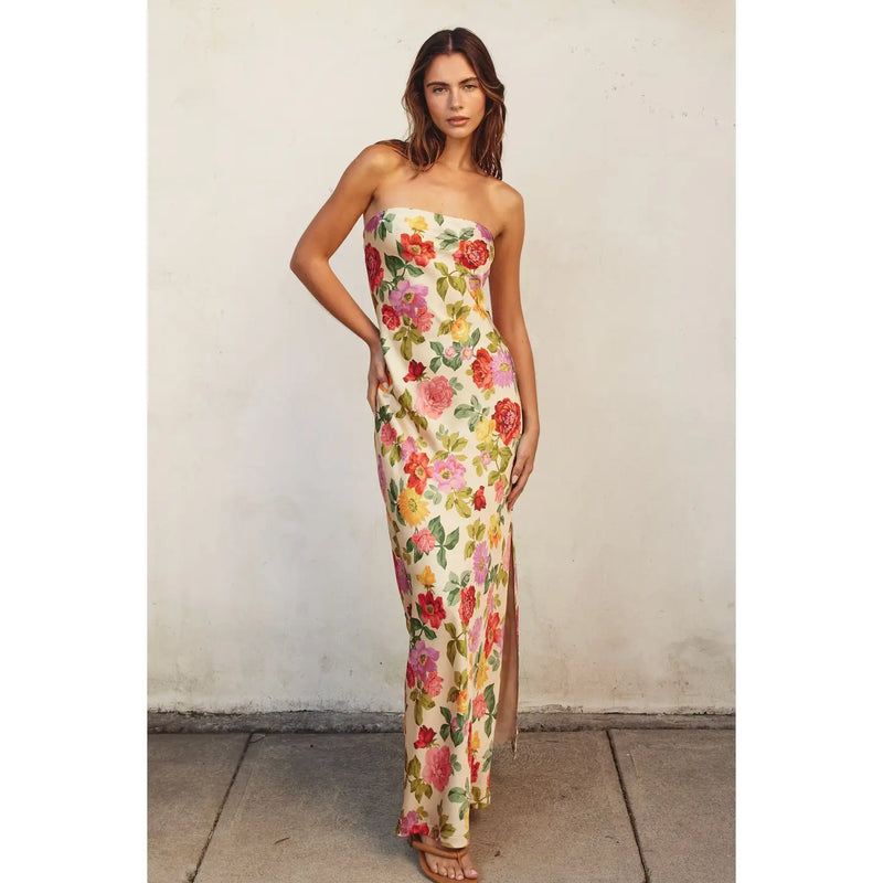 Strapless Bias Cut Maxi Dress