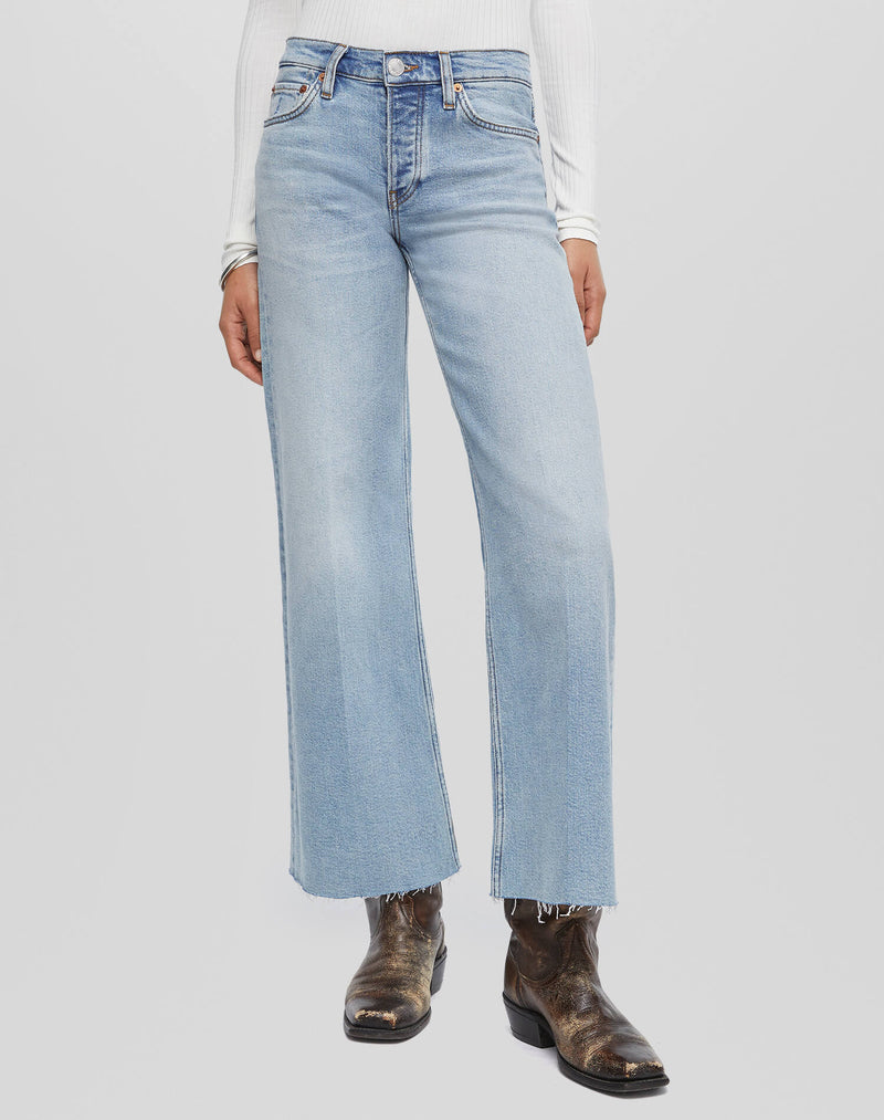 Mid Rise Wide Leg Cropped