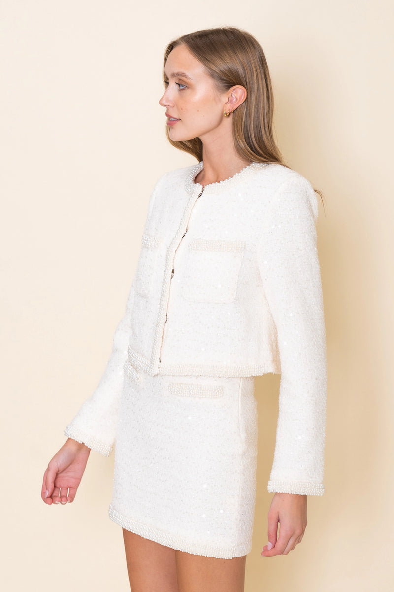 Pearl Trim Crop Jacket