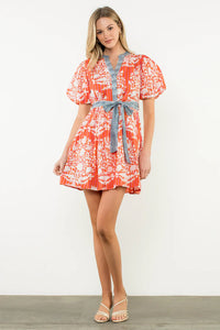 Puff Sleeve Print Dress