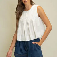 Sleeveless Pintuck Top