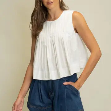 Sleeveless Pintuck Top