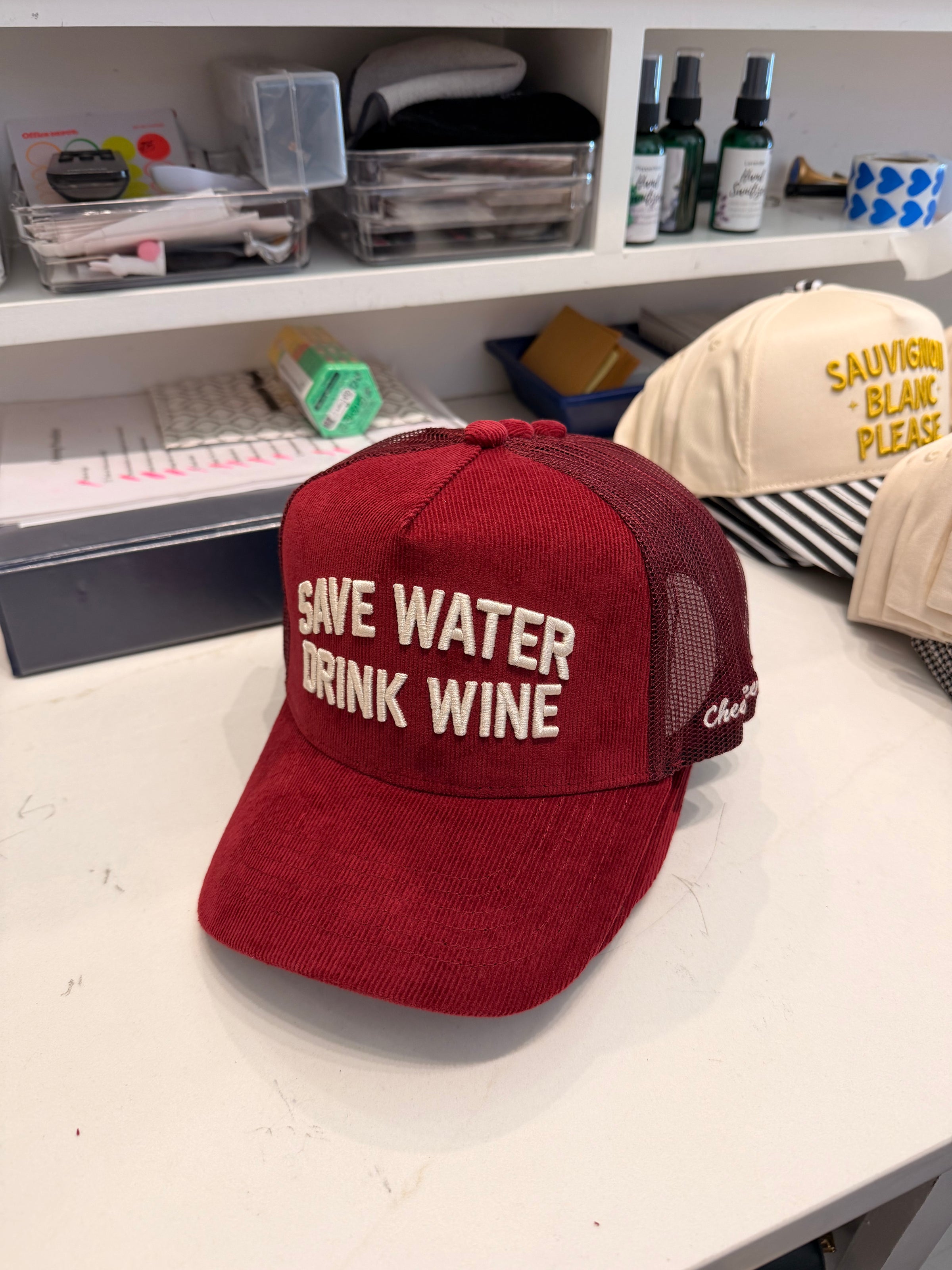 Save Water Drink Wine Hat