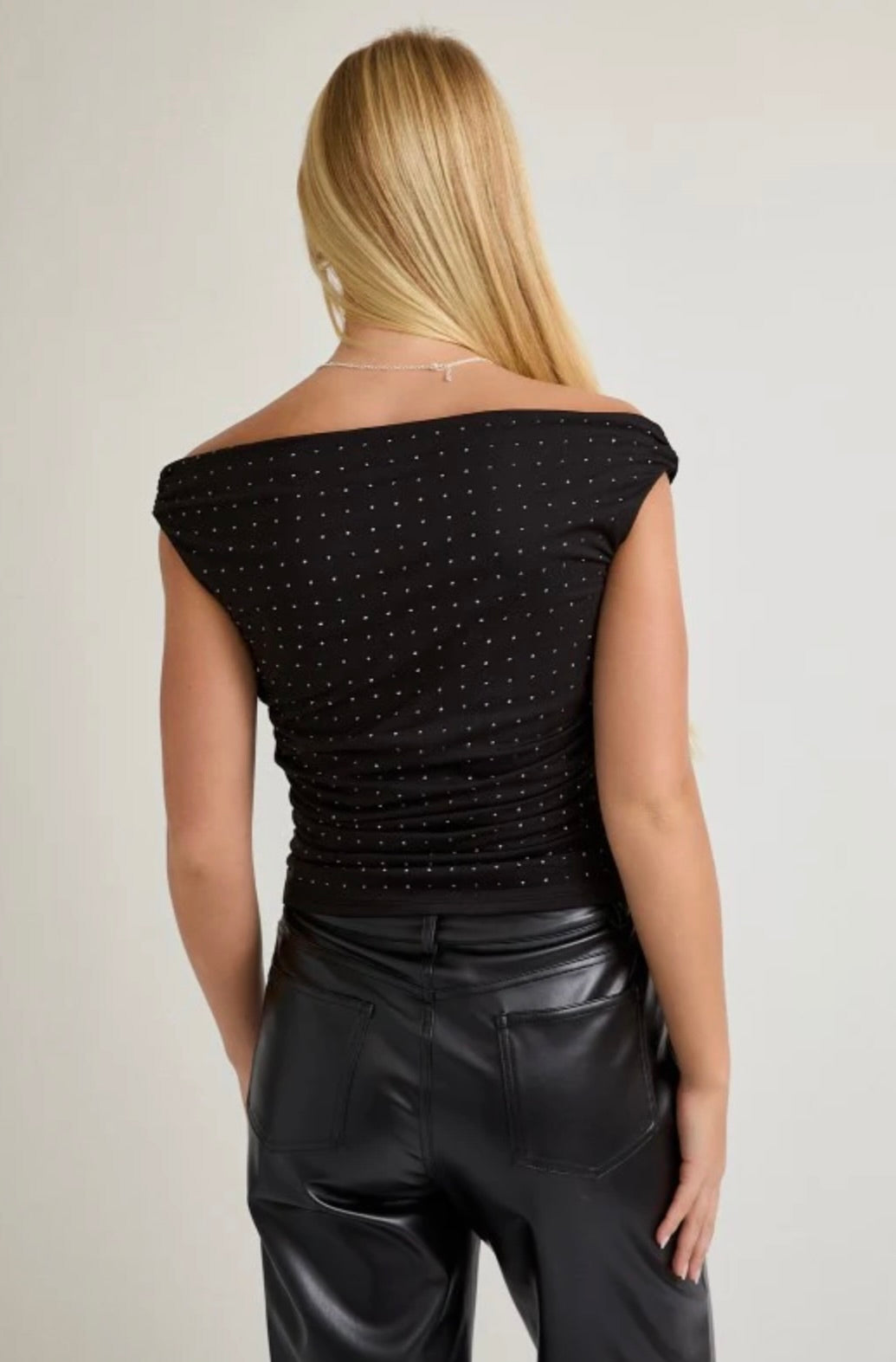 Off The Shoulder Top with Rhinestones