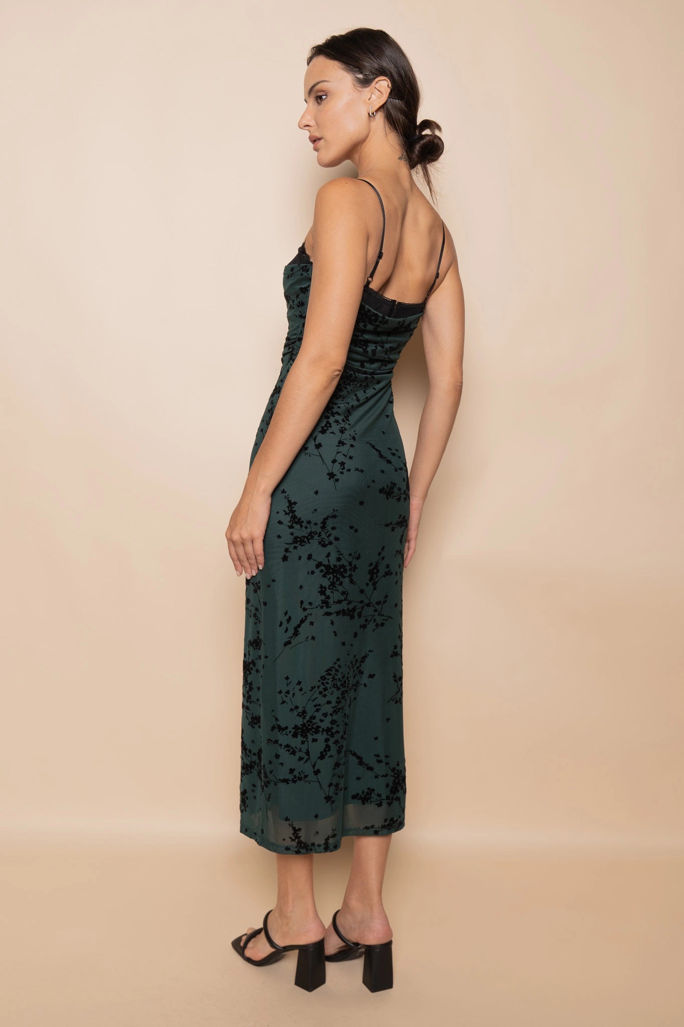 Mesh Velvet Midi Dress