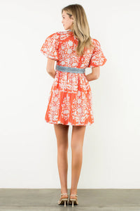 Puff Sleeve Print Dress