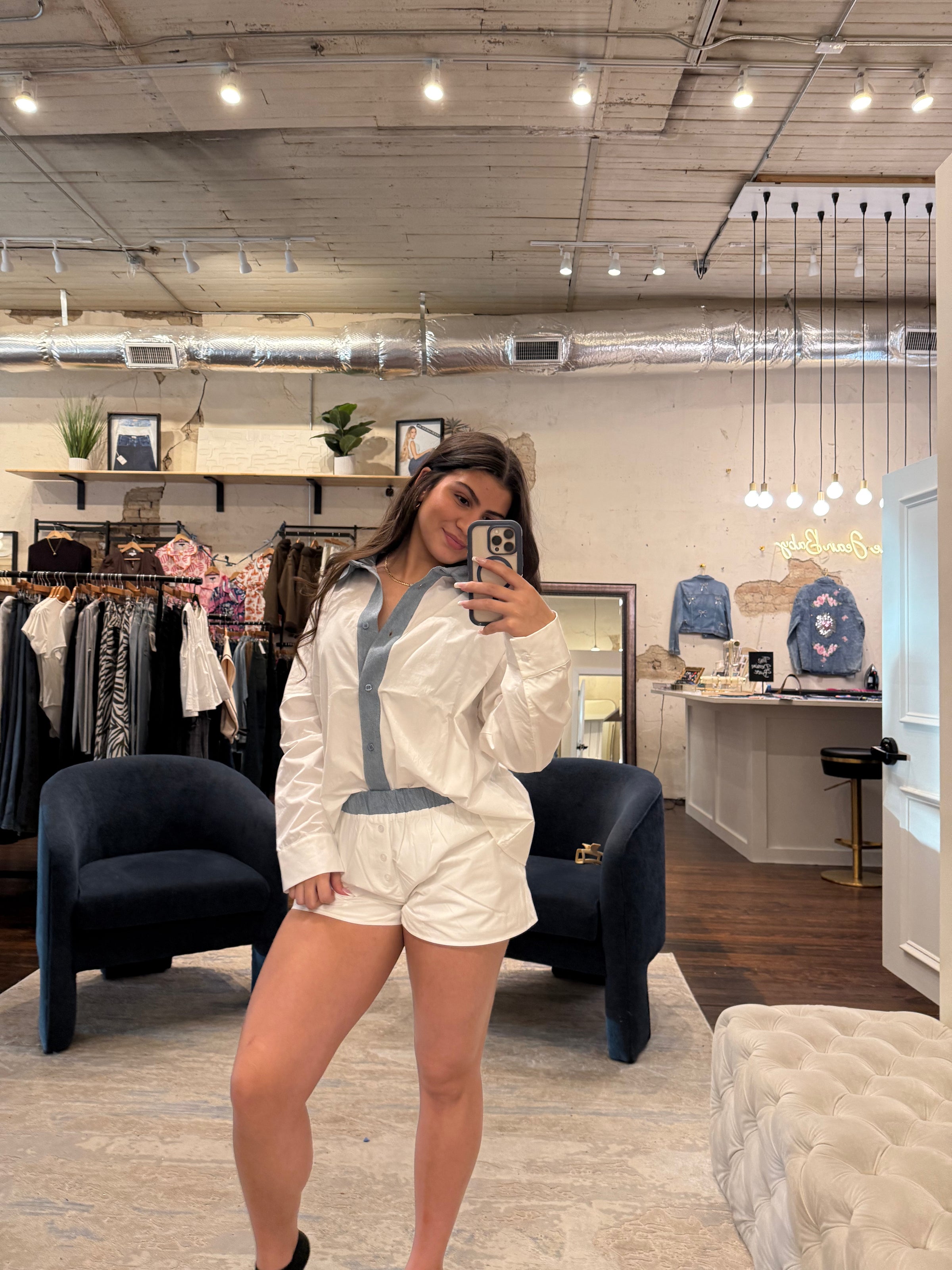 Button Down Short Set