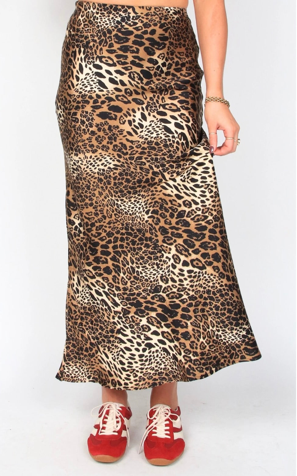 Leopard Satin Skirt