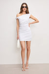 Poplin Ruched Off The Shoulder Mini Dress