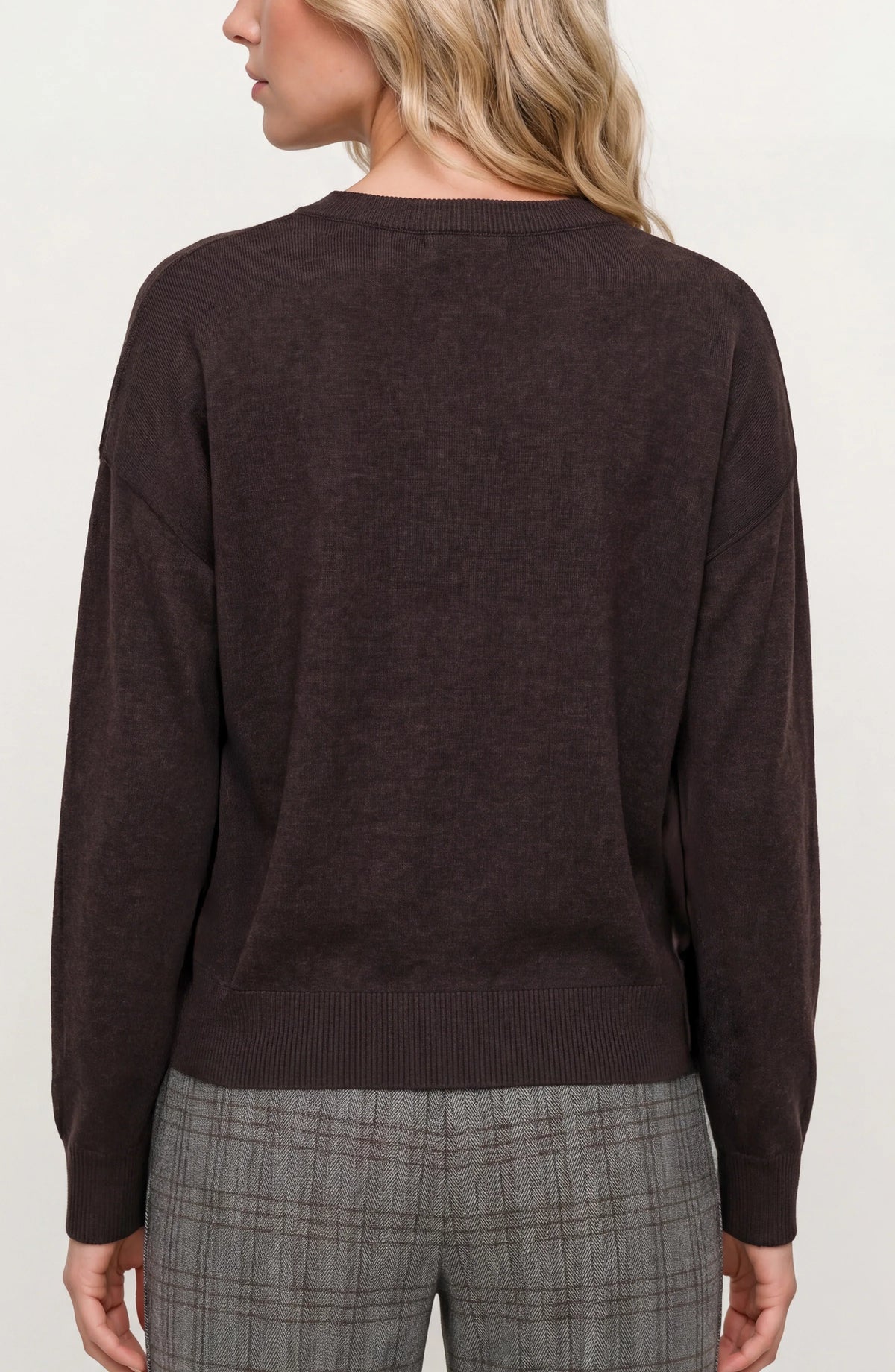 Draped Neck Mixed Media Sweater