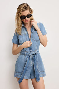 Fit for Success Lite Linen Denim Shorts Jumpsuit
