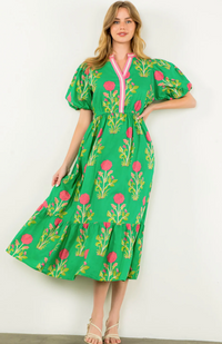 Puff Sleeve Floral Dress