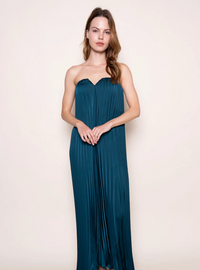 Strapless Pleated Maxi Dress