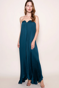 Strapless Pleated Maxi Dress