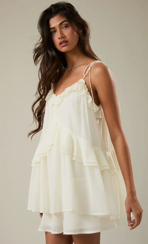 Ruffle Detail Romper Dress