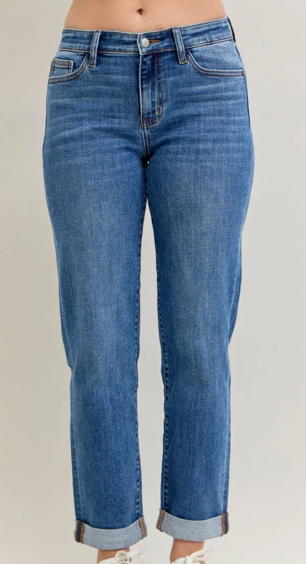 Cuffed Boyfriend Denim Jeans