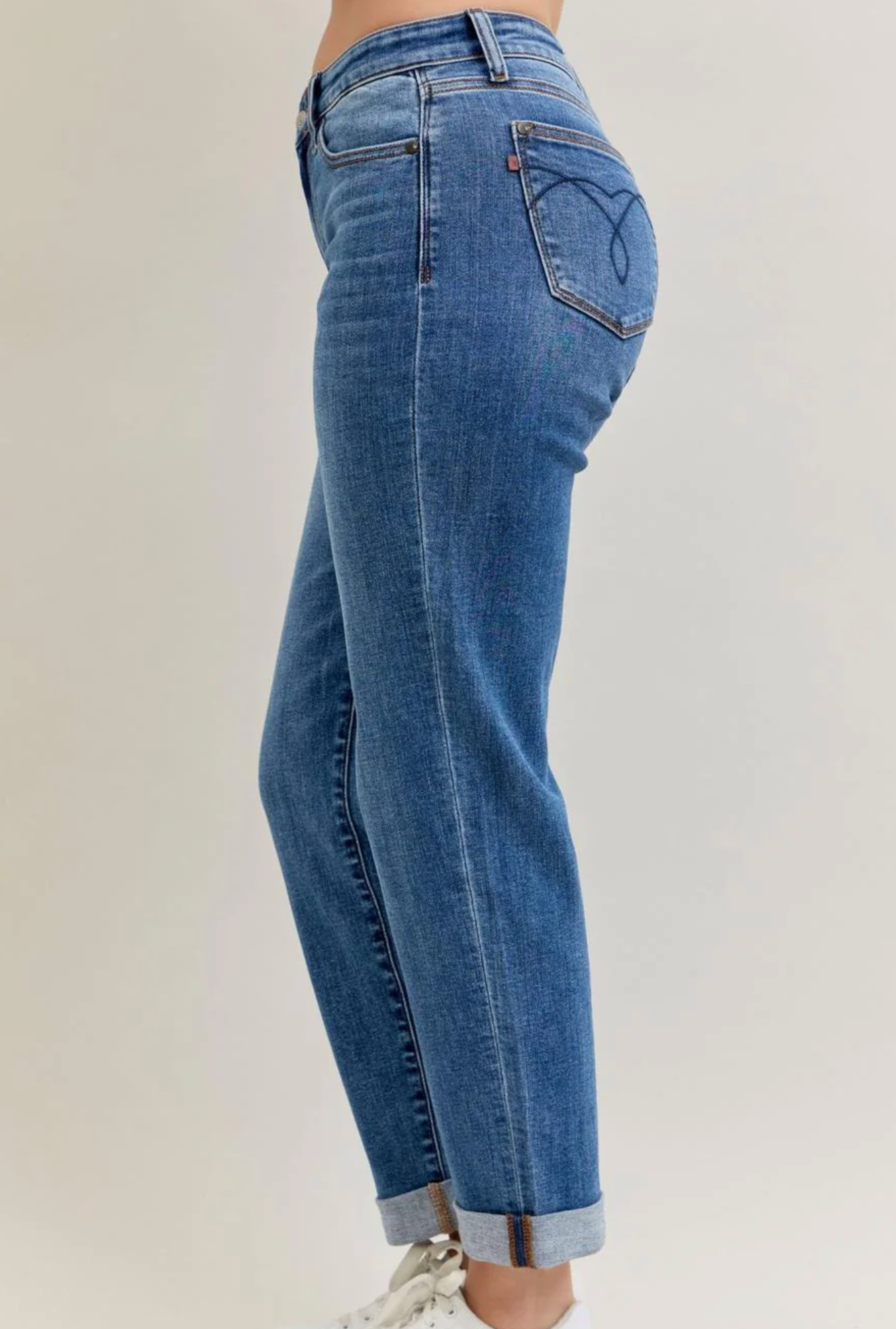 Cuffed Boyfriend Denim Jeans