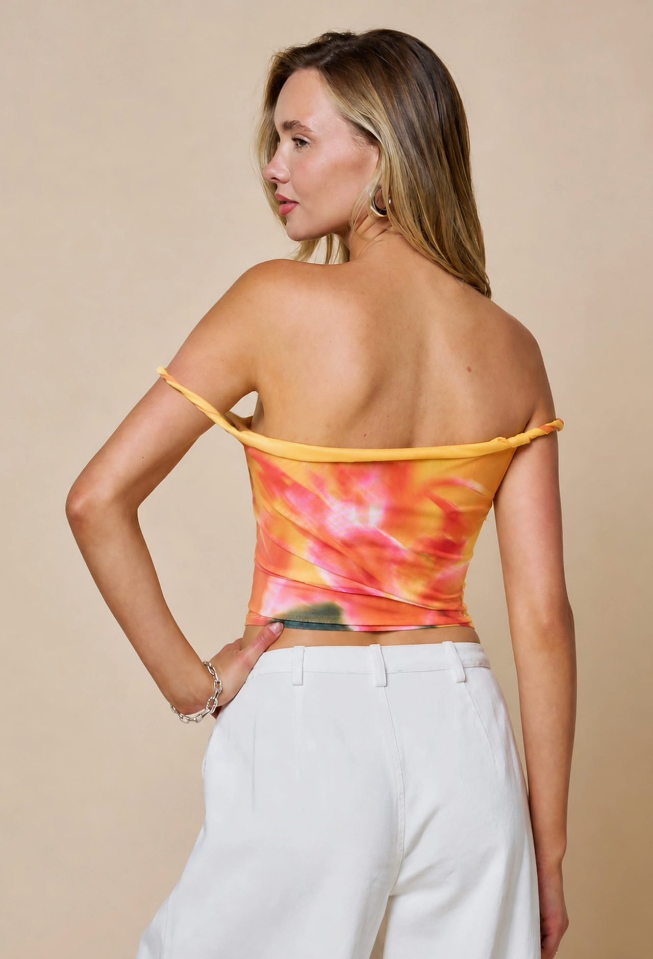 Twist One Shoulder Mesh Top