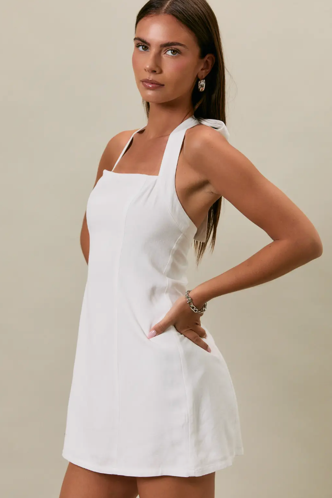 Pearly Linen Dress