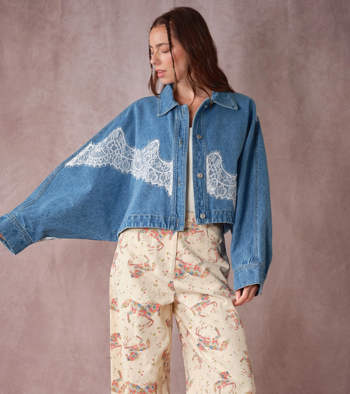 Love Me In Lace Denim Jacket