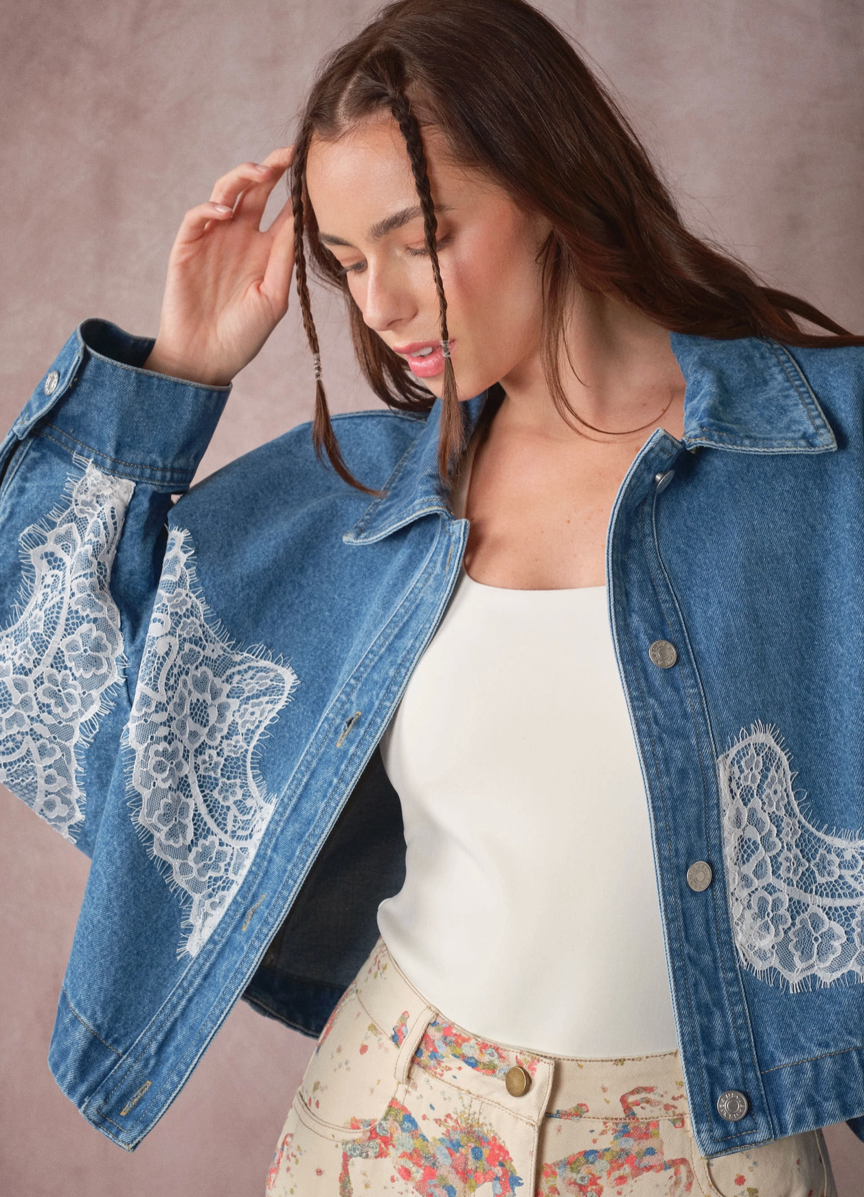 Love Me In Lace Denim Jacket