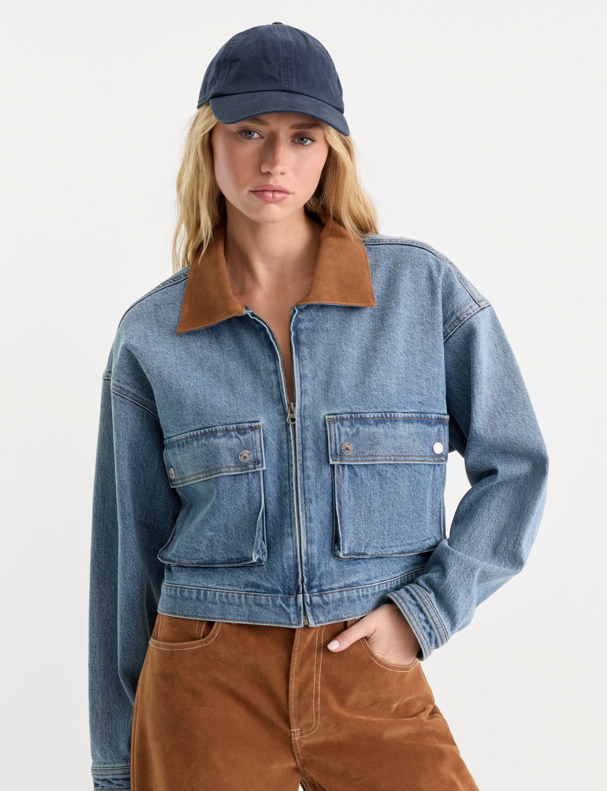 The Denim Swing Cropped Jacket