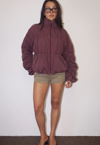Burgundy Bloom Quilted Jacket