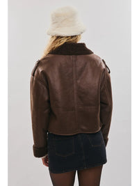 Double Button Fleece Contrast Jacket