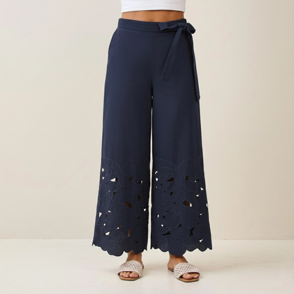 Navy Wildflower Trousers