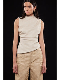 Distressed Asymmetrical Leather Top