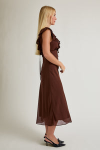 Ruffled V-Neck Maxi Dress