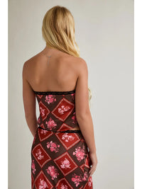 Strapless Lace Trim Satin Tube Top