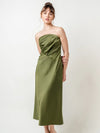 Pleated Strapless Midi Dress