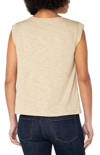 Sleeveless Woven Knit Top