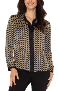 Long Sleeve Button Front Woven Shirt