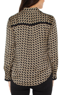 Long Sleeve Button Front Woven Shirt